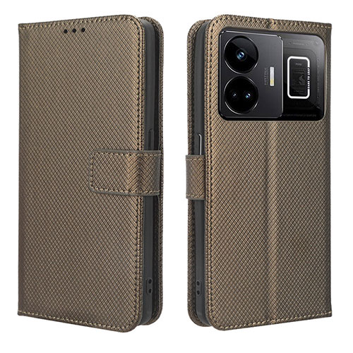 Leather Case Stands Flip Cover Holder BY1 for Realme GT Neo5 240W 5G Brown