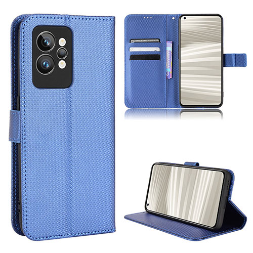 Leather Case Stands Flip Cover Holder BY1 for Realme GT2 Pro 5G Blue