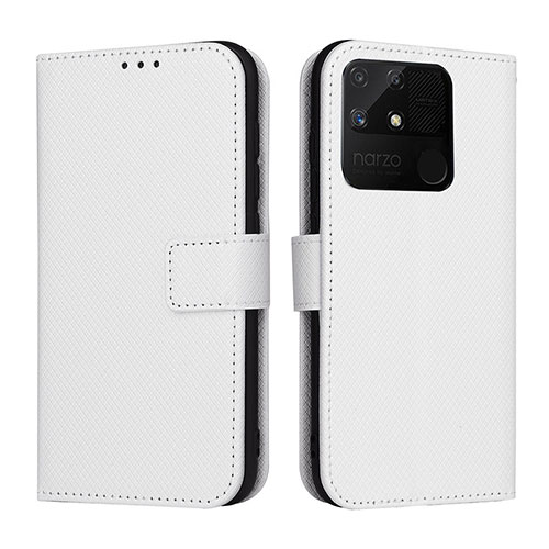 Leather Case Stands Flip Cover Holder BY1 for Realme Narzo 50A White