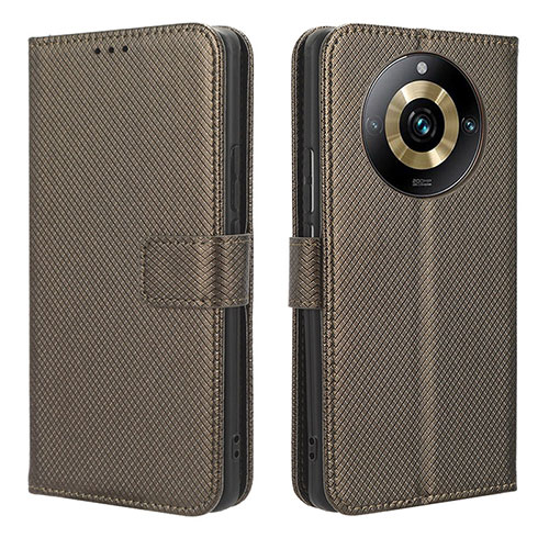 Leather Case Stands Flip Cover Holder BY1 for Realme Narzo 60 Pro 5G Brown