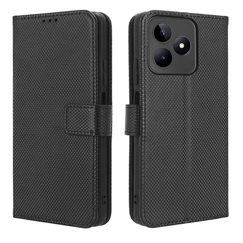 Leather Case Stands Flip Cover Holder BY1 for Realme Narzo N53 Black