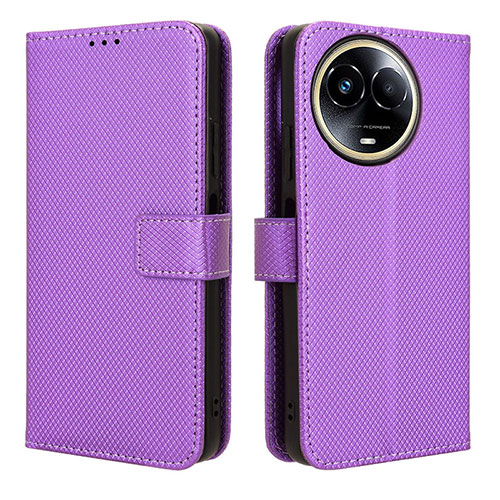 Leather Case Stands Flip Cover Holder BY1 for Realme V50s 5G Purple