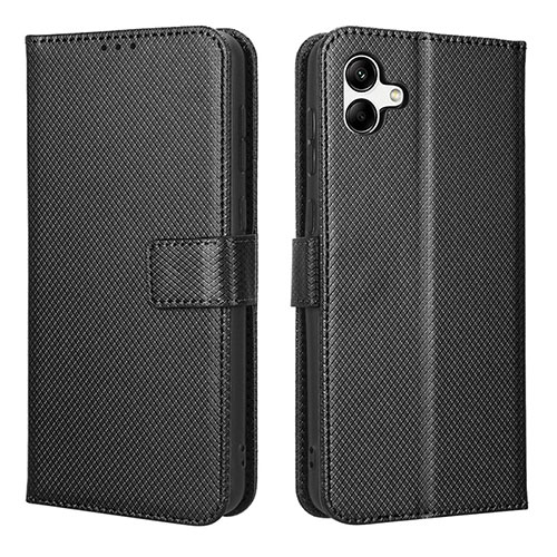 Leather Case Stands Flip Cover Holder BY1 for Samsung Galaxy A04 4G Black