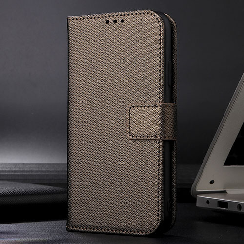 Leather Case Stands Flip Cover Holder BY1 for Samsung Galaxy A12 5G Brown
