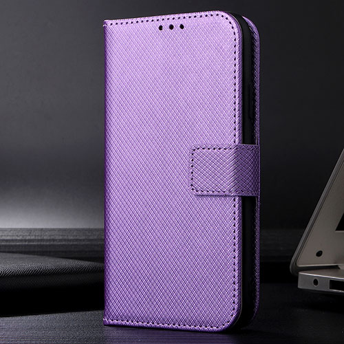 Leather Case Stands Flip Cover Holder BY1 for Samsung Galaxy A12 5G Purple