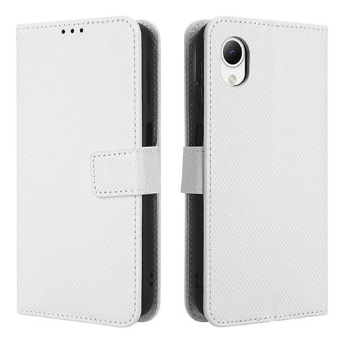 Leather Case Stands Flip Cover Holder BY1 for Samsung Galaxy A23 5G SC-56C White