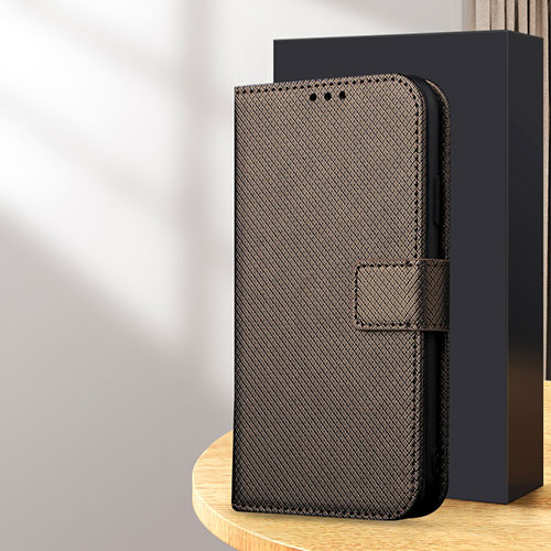 Leather Case Stands Flip Cover Holder BY1 for Samsung Galaxy S24 5G Brown