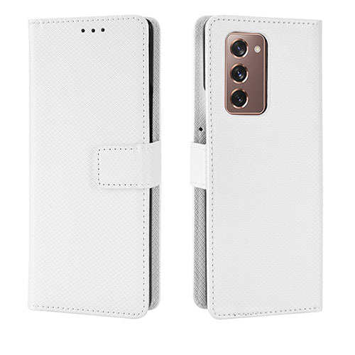 Leather Case Stands Flip Cover Holder BY1 for Samsung Galaxy Z Fold2 5G White