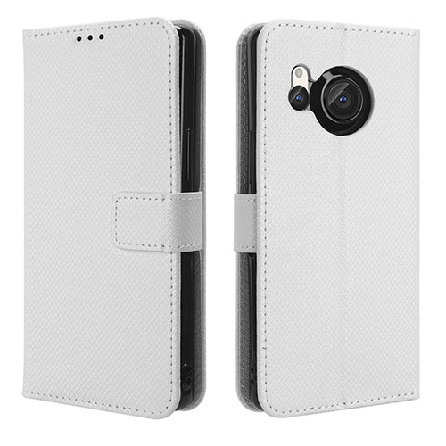 Leather Case Stands Flip Cover Holder BY1 for Sharp Aquos R8 White