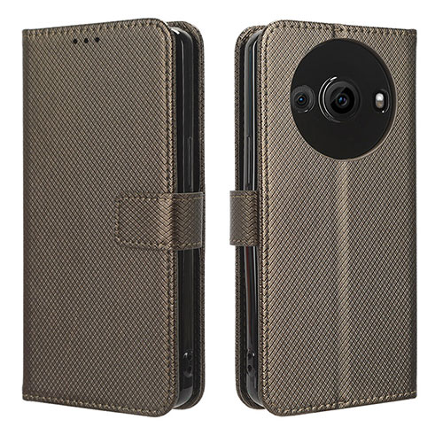 Leather Case Stands Flip Cover Holder BY1 for Sharp Aquos R8s Pro Brown