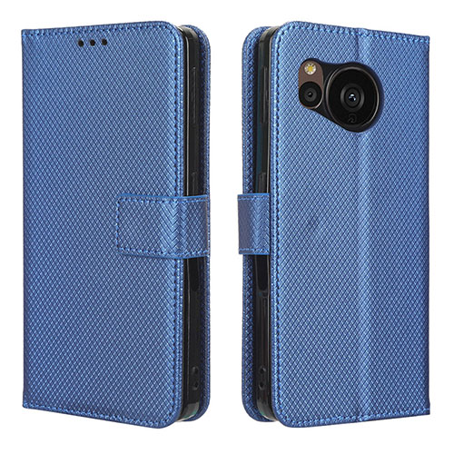 Leather Case Stands Flip Cover Holder BY1 for Sharp Aquos Sense7 Blue