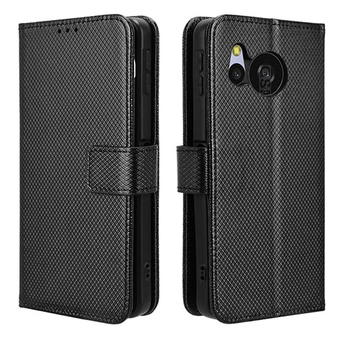 Leather Case Stands Flip Cover Holder BY1 for Sharp Aquos Sense8 Black