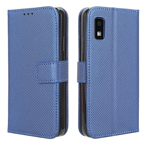 Leather Case Stands Flip Cover Holder BY1 for Sharp Aquos wish3 Blue