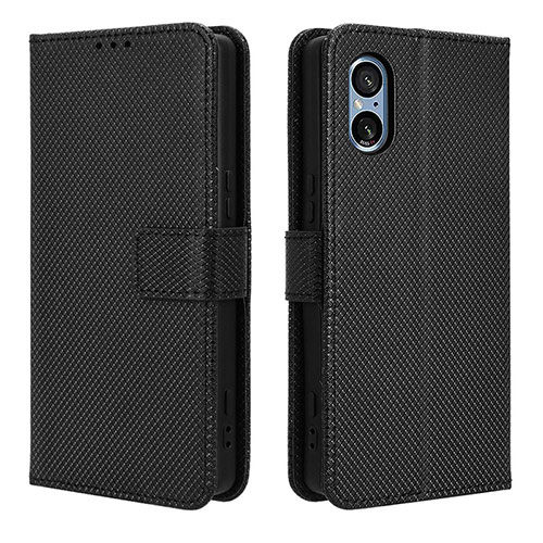 Leather Case Stands Flip Cover Holder BY1 for Sony Xperia 5 V Black