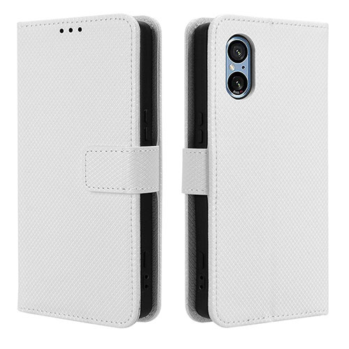 Leather Case Stands Flip Cover Holder BY1 for Sony Xperia 5 V White