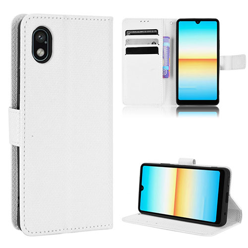 Leather Case Stands Flip Cover Holder BY1 for Sony Xperia Ace III SOG08 White