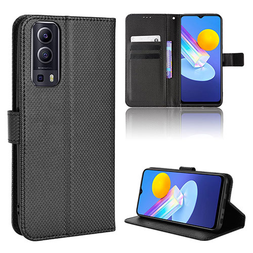 Leather Case Stands Flip Cover Holder BY1 for Vivo iQOO Z3 5G Black