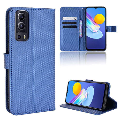 Leather Case Stands Flip Cover Holder BY1 for Vivo iQOO Z3 5G Blue