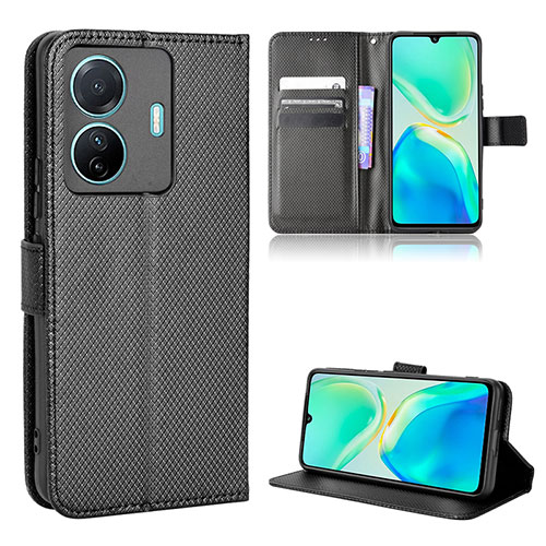 Leather Case Stands Flip Cover Holder BY1 for Vivo iQOO Z6 Pro 5G Black