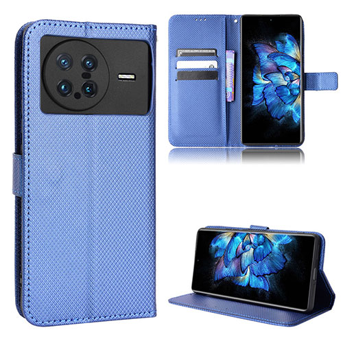 Leather Case Stands Flip Cover Holder BY1 for Vivo X Note Blue