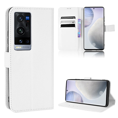 Leather Case Stands Flip Cover Holder BY1 for Vivo X60 Pro+ Plus 5G White