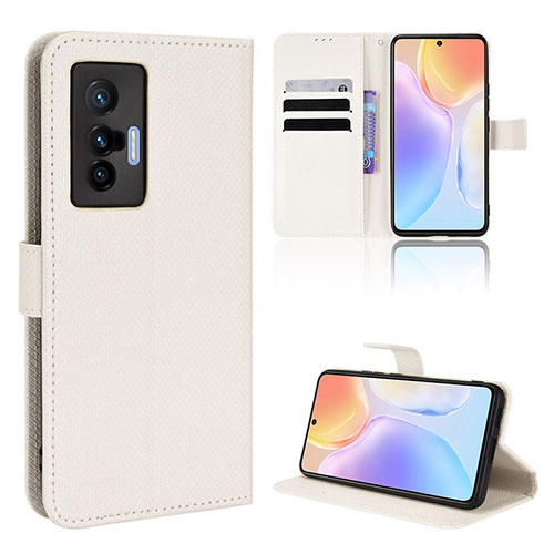 Leather Case Stands Flip Cover Holder BY1 for Vivo X70 5G White