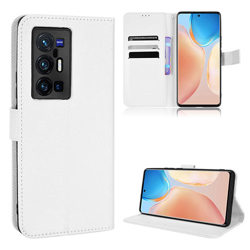 Leather Case Stands Flip Cover Holder BY1 for Vivo X70 Pro+ Plus 5G White