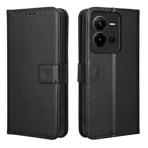 Leather Case Stands Flip Cover Holder BY1 for Vivo X80 Lite 5G Black