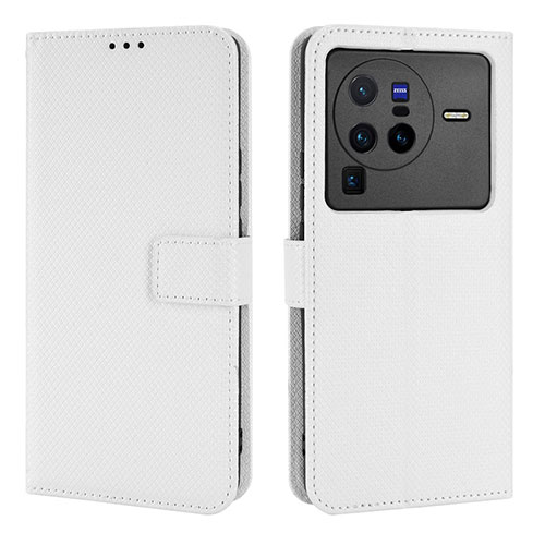 Leather Case Stands Flip Cover Holder BY1 for Vivo X80 Pro 5G White