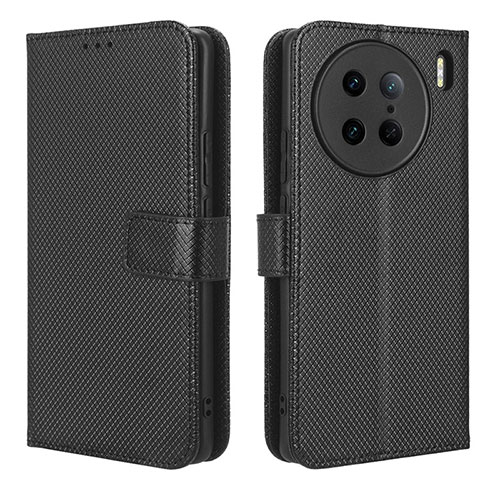 Leather Case Stands Flip Cover Holder BY1 for Vivo X90 Pro 5G Black