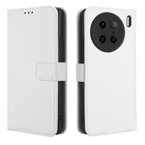 Leather Case Stands Flip Cover Holder BY1 for Vivo X90 Pro 5G White