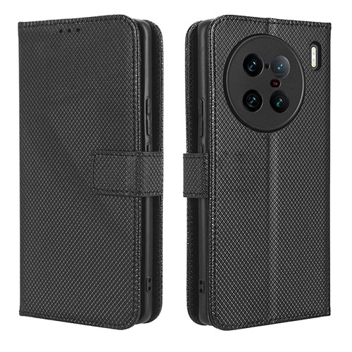 Leather Case Stands Flip Cover Holder BY1 for Vivo X90 Pro+ Plus 5G Black