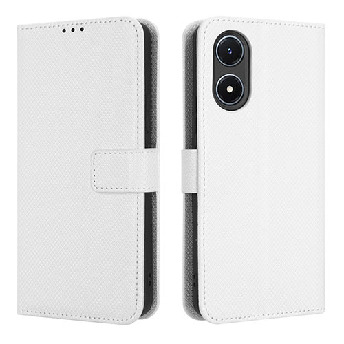 Leather Case Stands Flip Cover Holder BY1 for Vivo Y02S White