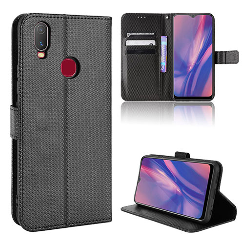 Leather Case Stands Flip Cover Holder BY1 for Vivo Y12 Black