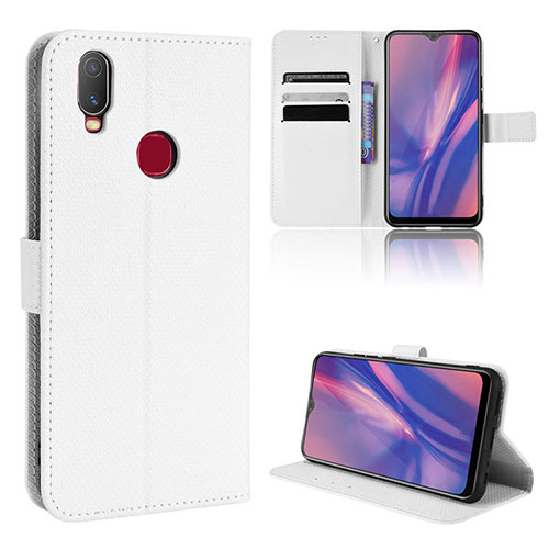 Leather Case Stands Flip Cover Holder BY1 for Vivo Y12 White