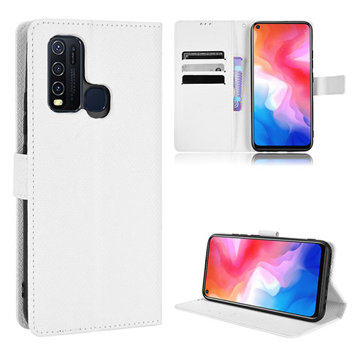 Leather Case Stands Flip Cover Holder BY1 for Vivo Y50 White