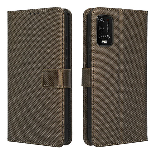 Leather Case Stands Flip Cover Holder BY1 for Wiko Power U20 Brown