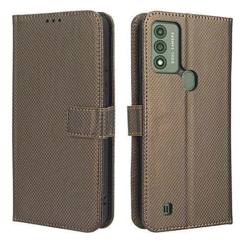 Leather Case Stands Flip Cover Holder BY1 for Wiko Voix Brown