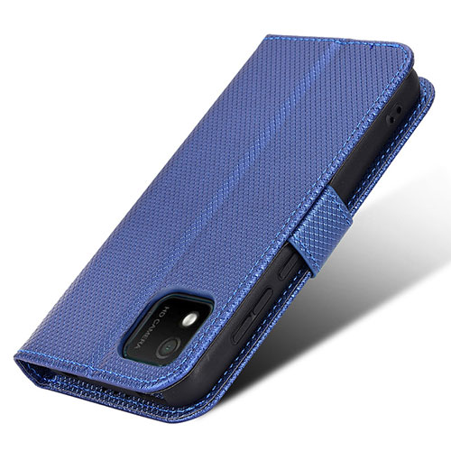 Leather Case Stands Flip Cover Holder BY1 for Wiko Y52 Blue