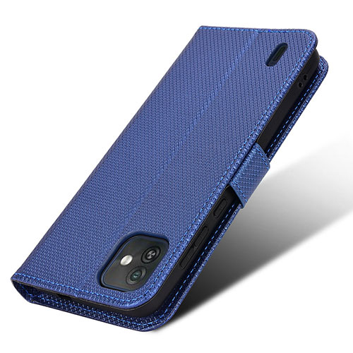 Leather Case Stands Flip Cover Holder BY1 for Wiko Y82 Blue