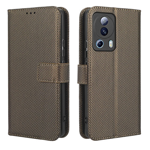 Leather Case Stands Flip Cover Holder BY1 for Xiaomi Civi 2 5G Brown