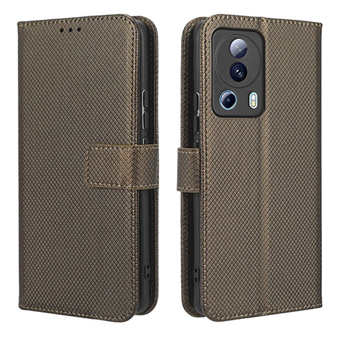 Leather Case Stands Flip Cover Holder BY1 for Xiaomi Mi 12 Lite NE 5G Brown