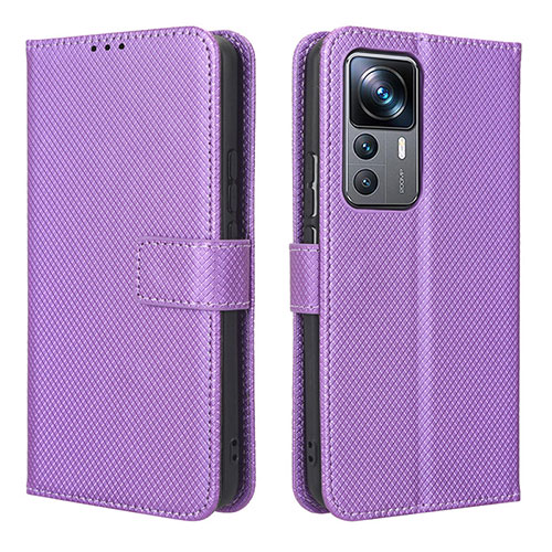 Leather Case Stands Flip Cover Holder BY1 for Xiaomi Mi 12T 5G Purple