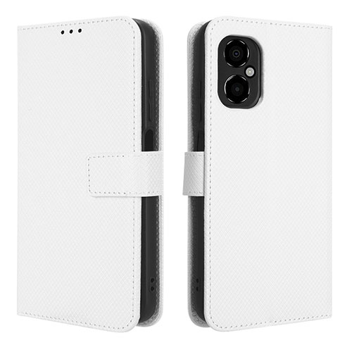 Leather Case Stands Flip Cover Holder BY1 for Xiaomi Poco M4 5G White