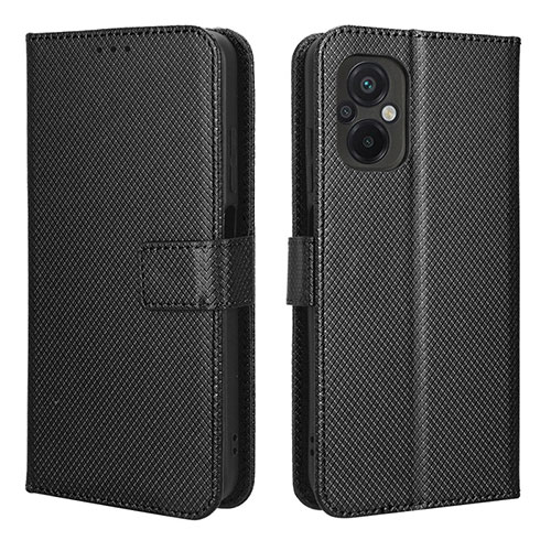 Leather Case Stands Flip Cover Holder BY1 for Xiaomi Poco M5 4G Black