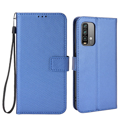 Leather Case Stands Flip Cover Holder BY1 for Xiaomi Redmi 9 Power Blue