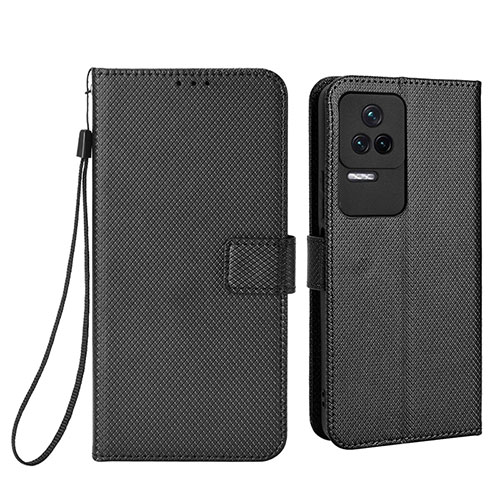 Leather Case Stands Flip Cover Holder BY1 for Xiaomi Redmi K50 5G Black