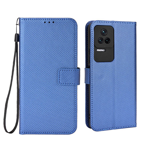 Leather Case Stands Flip Cover Holder BY1 for Xiaomi Redmi K50 5G Blue