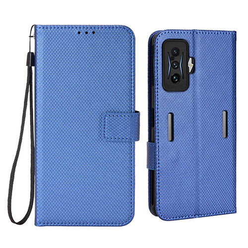 Leather Case Stands Flip Cover Holder BY1 for Xiaomi Redmi K50 Gaming 5G Blue