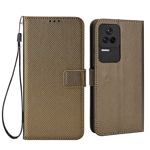 Leather Case Stands Flip Cover Holder BY1 for Xiaomi Redmi K50 Pro 5G Brown